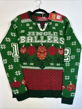 Happy Holidays Jingle Ballers Ugly Christmas Sweater Youth XL 16